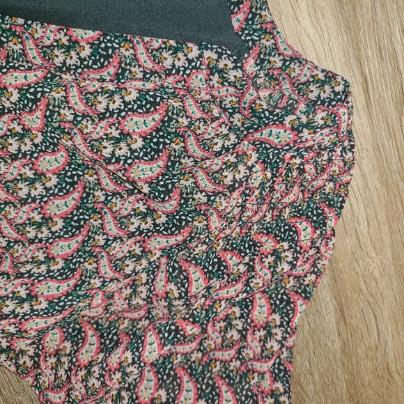 Banana Republic women M Chiffon Flare Knee Dress Flutter sleeve paisley - Picture 4 of 6